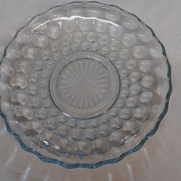 ANCHOR HOCKING BUBBLE SAPPHIRE BLUE - 6 pc set plates, saucer, bowls - Picture 7 of 11